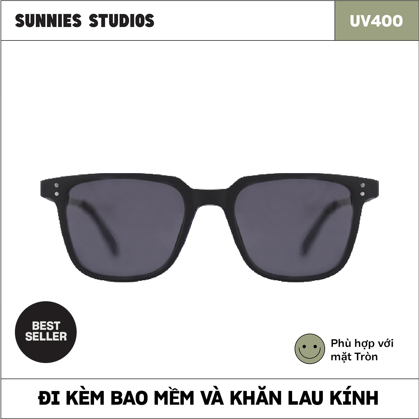 Kính mát Sunnies Studios Gọng Vuông Henrick in Ink