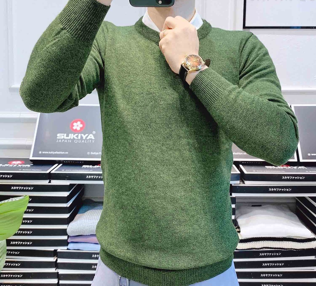 Áo Len Nam Cổ Tròn Muối Tiêu SUKIYA Chất Liệu Len Cotton mềm Mại AL18