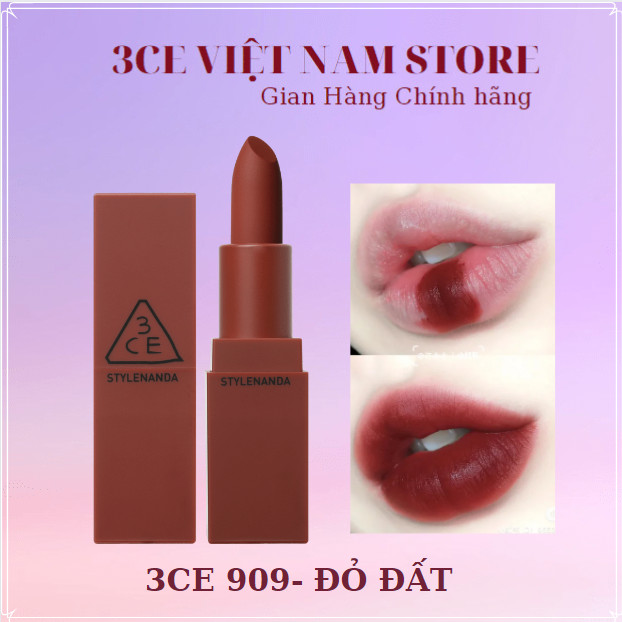 Son thỏi 3ce mood recipe matte lip color #909 đỏ đất