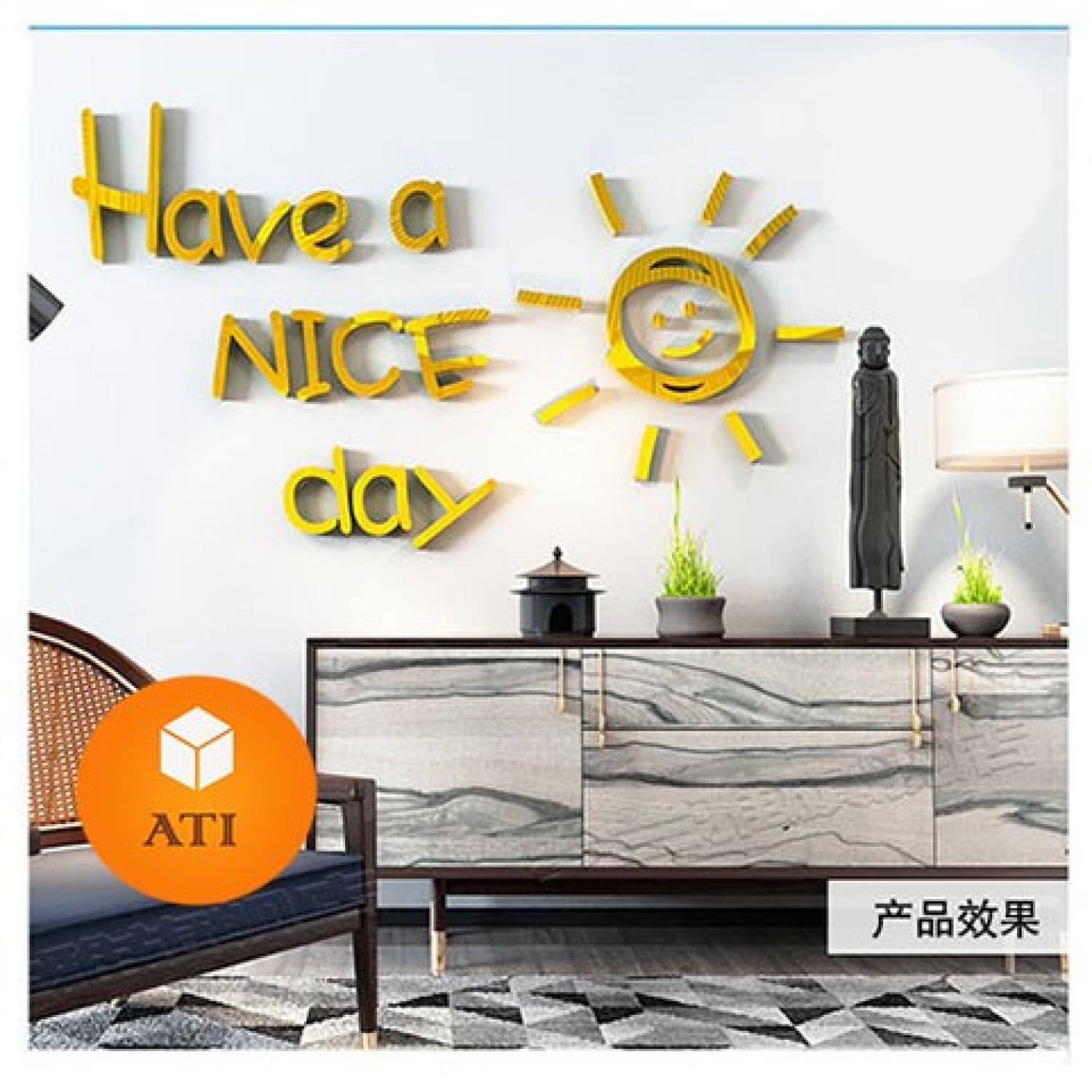 Tranh dán tường trang trí nổi chữ have a nice day mica 3d
