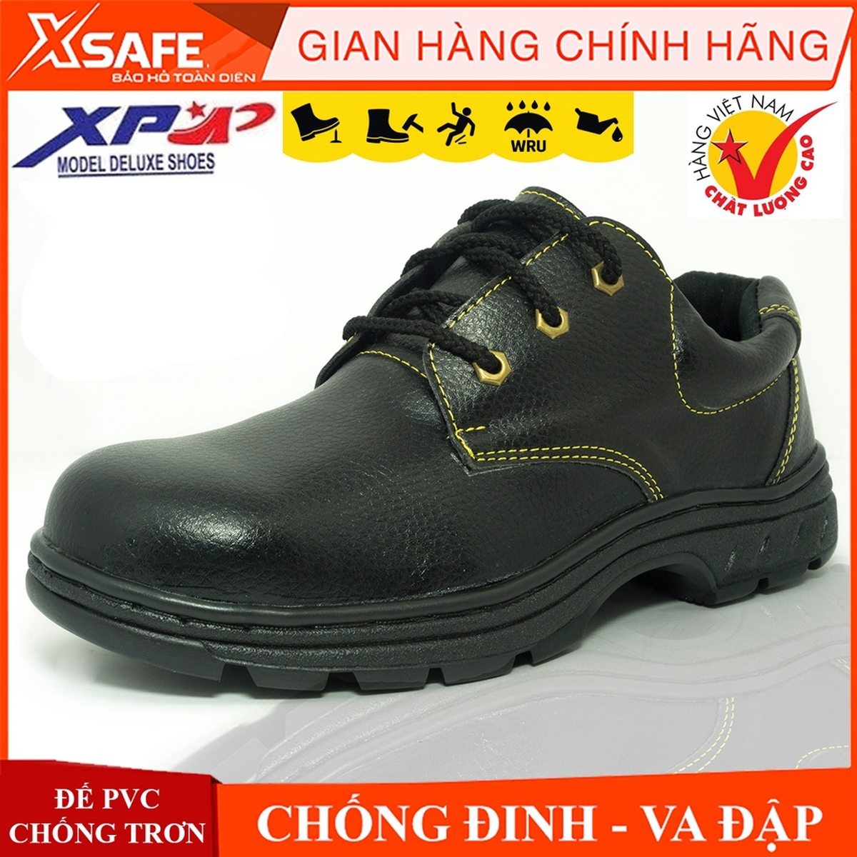 Giày bảo hộ lao động nam XP mũi giày thép đế giày lót thép chống đinh chống nước chống dầu giày công trình giày làm vườn cam kết chính hãng 