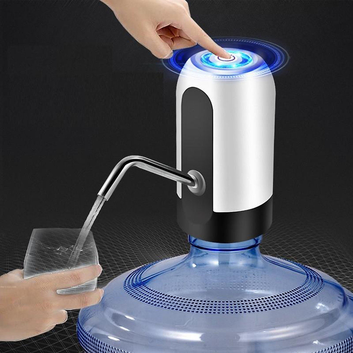 Bình bơm rót nước tự động mini, Máy Bơm Nước Cho Bình Nước Lọc gắn bình, thiết kế nhỏ gọn có cổng USB để sạc pin dễ dàng sử dụng.