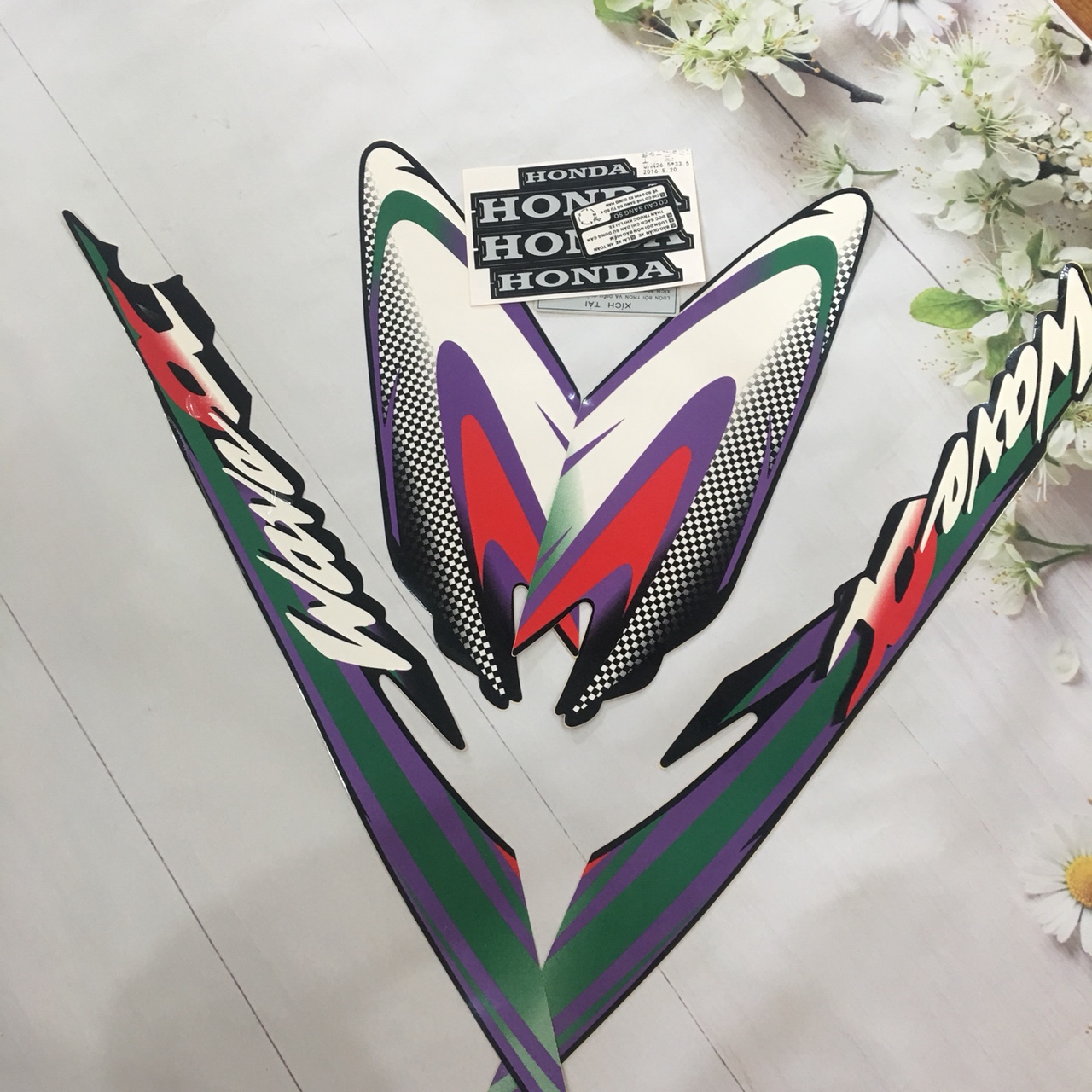 Bộ Tem - Decal Xe Wave nhor110  -wave alpha đời 2000-2005 màu XANH NHỚT-tem 3 lớp