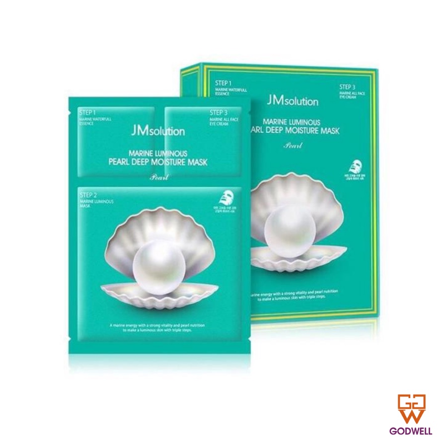 Mặt Nạ Dưỡng Trắng 3 Bước Jm Solution Pearl Deep Moisture Mask Hộp 10 Miếng
