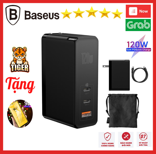Củ sạc GAN 120w baseus sạc siêu nhanh cho sạc nhanh laptop macbook tablet smartphone