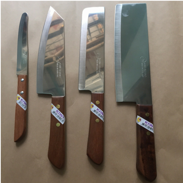 Sét 4 dao inox thái thịt, gọt hoa quả Kiwi Thái Lan, dao thái gọt sắc, không han gỉ, nhập khẩu nguyên chiếc Thái Lan, có tem mác