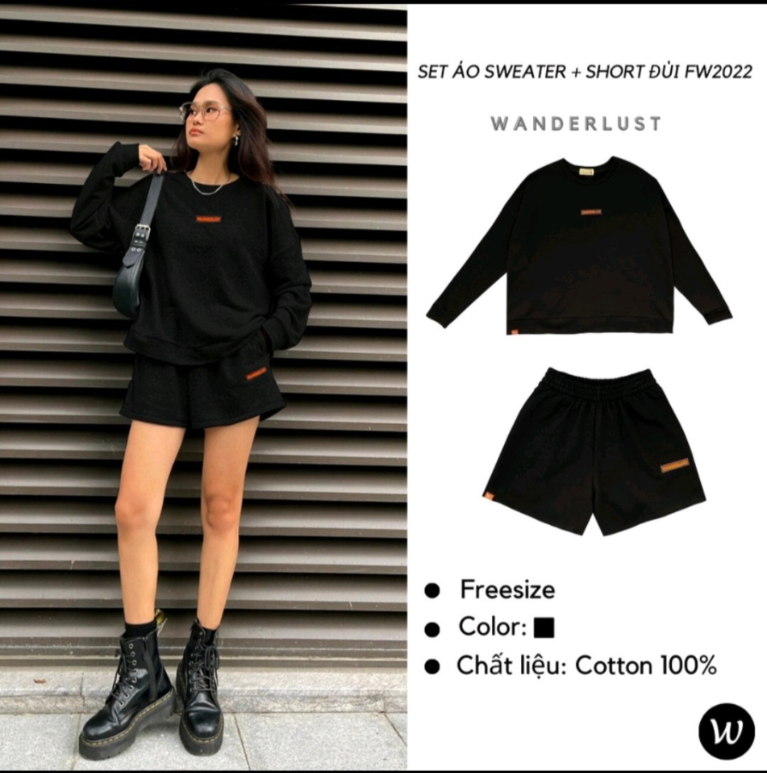 Set áo sweater và short đùi wanderlust fw2022