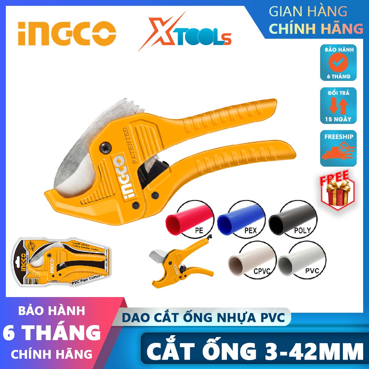 Kềm cắt ống 3-42mm ingco hpcs05428 chức năng tự động mở