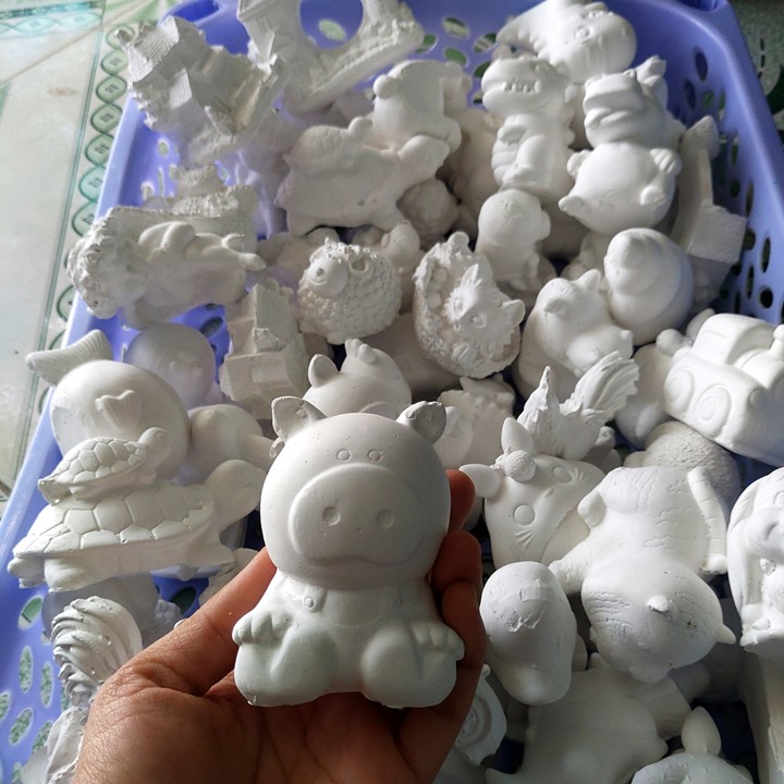 combo 100 Tượng tô màu, size  6-8cm, tượng thạch cao (không kèm màu), tô tượng, đồ chơi cho trẻ, không kèm màu