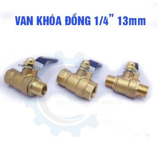 Van đồng khóa nước 1/4 - loại dày - đồng thau 100% - van gạt khóa cao cấp