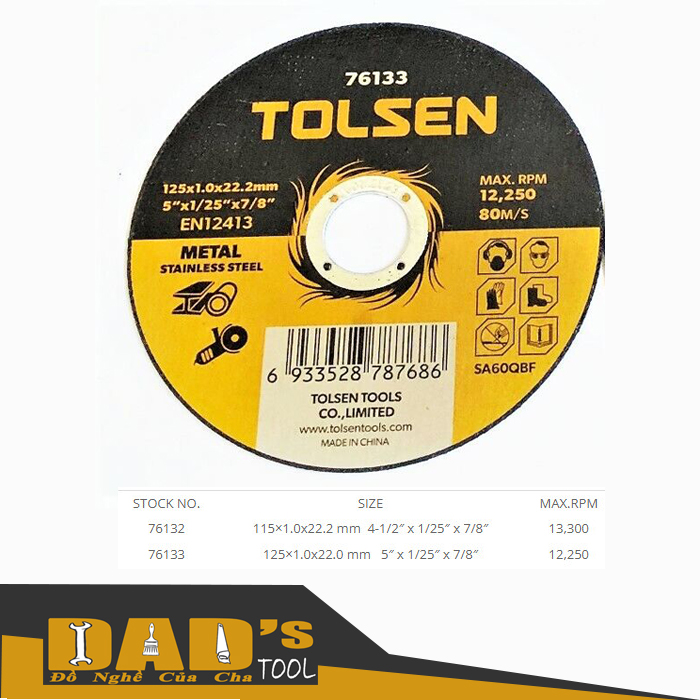 Đĩa cắt sắt & inox mỏng 1mm - tolsen 76132/33