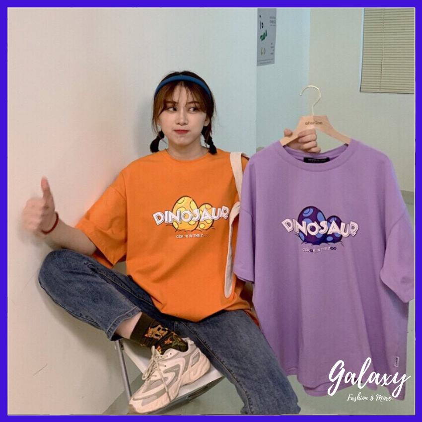 Sale! Áo thun tay lỡ dáng rộng dinosaur đáng yêu, áo phông tay lỡ dáng thụng trendy 2020