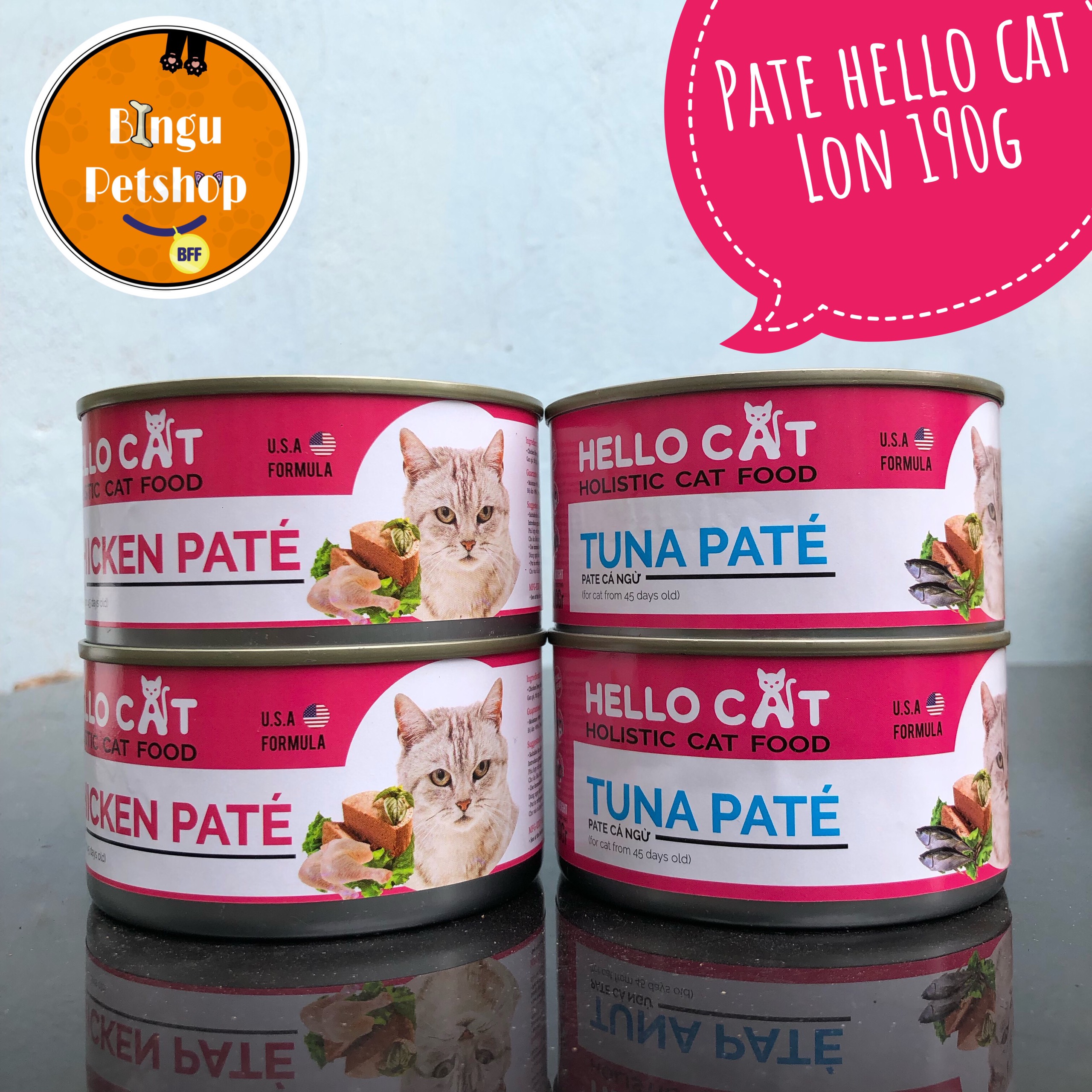 [ HÌNH TỬ CHỤP] Pate Cho Mèo - Hello Cat 190g | Bingu Petshop