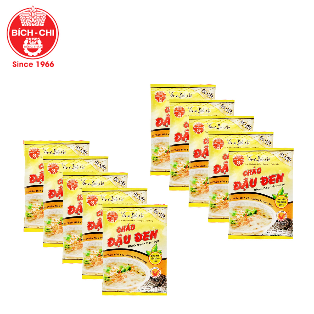 Combo 10 gói cháo đậu đen black bean porridge bích chi