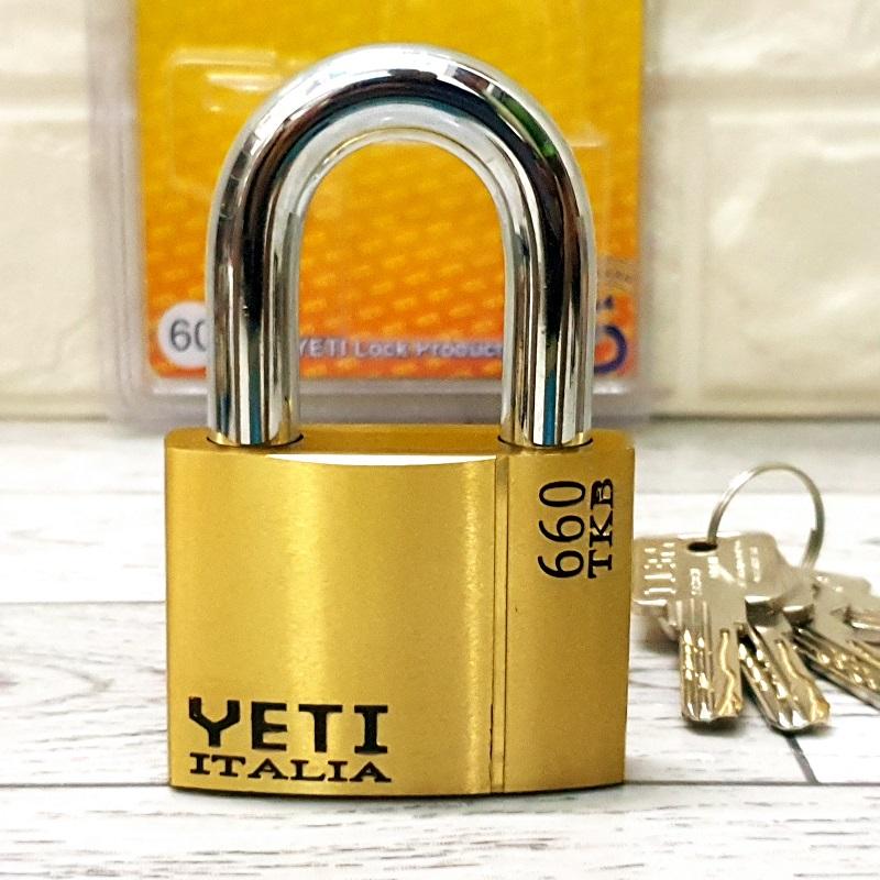 Ổ khóa đồng thau yeti 6cm logo đen