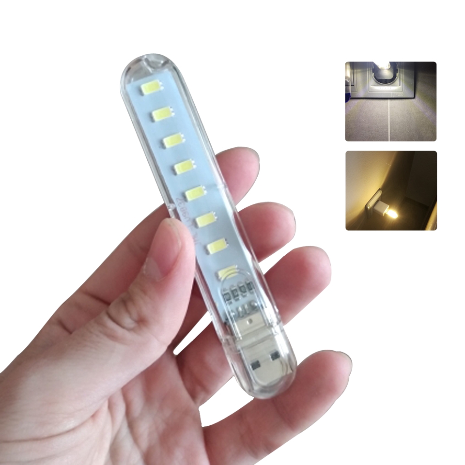 Đèn led thanh 8 bóng siêu sáng cắm cổng USB - Sáng vàng