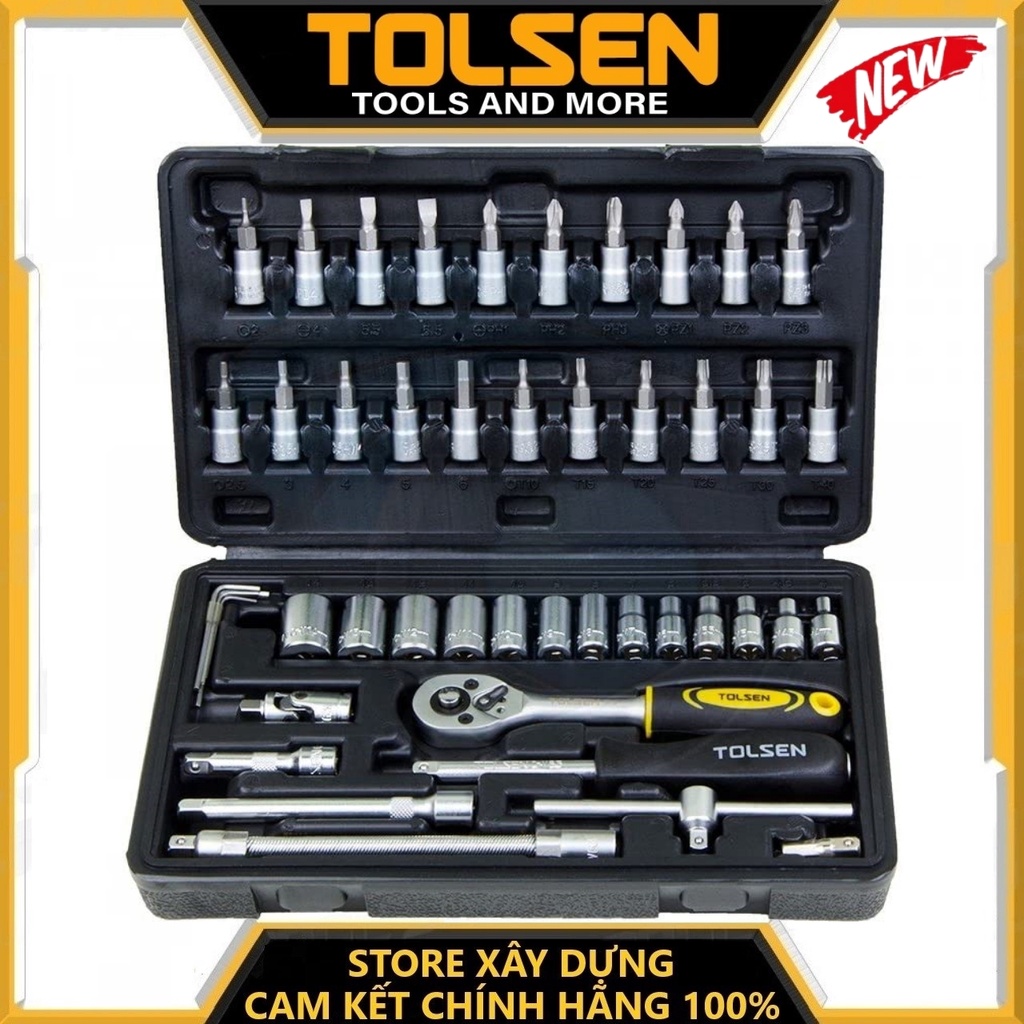 Bộ típ 46 chi tiết 1/4 inch tolsen 15138 - hàng chính hãng