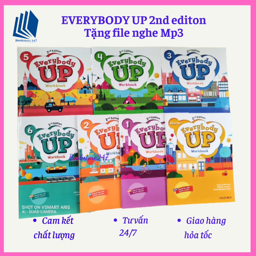 SÁCH - Bộ Everybody up 2nd, level starter đến 5 - tặng file nghe Mp3