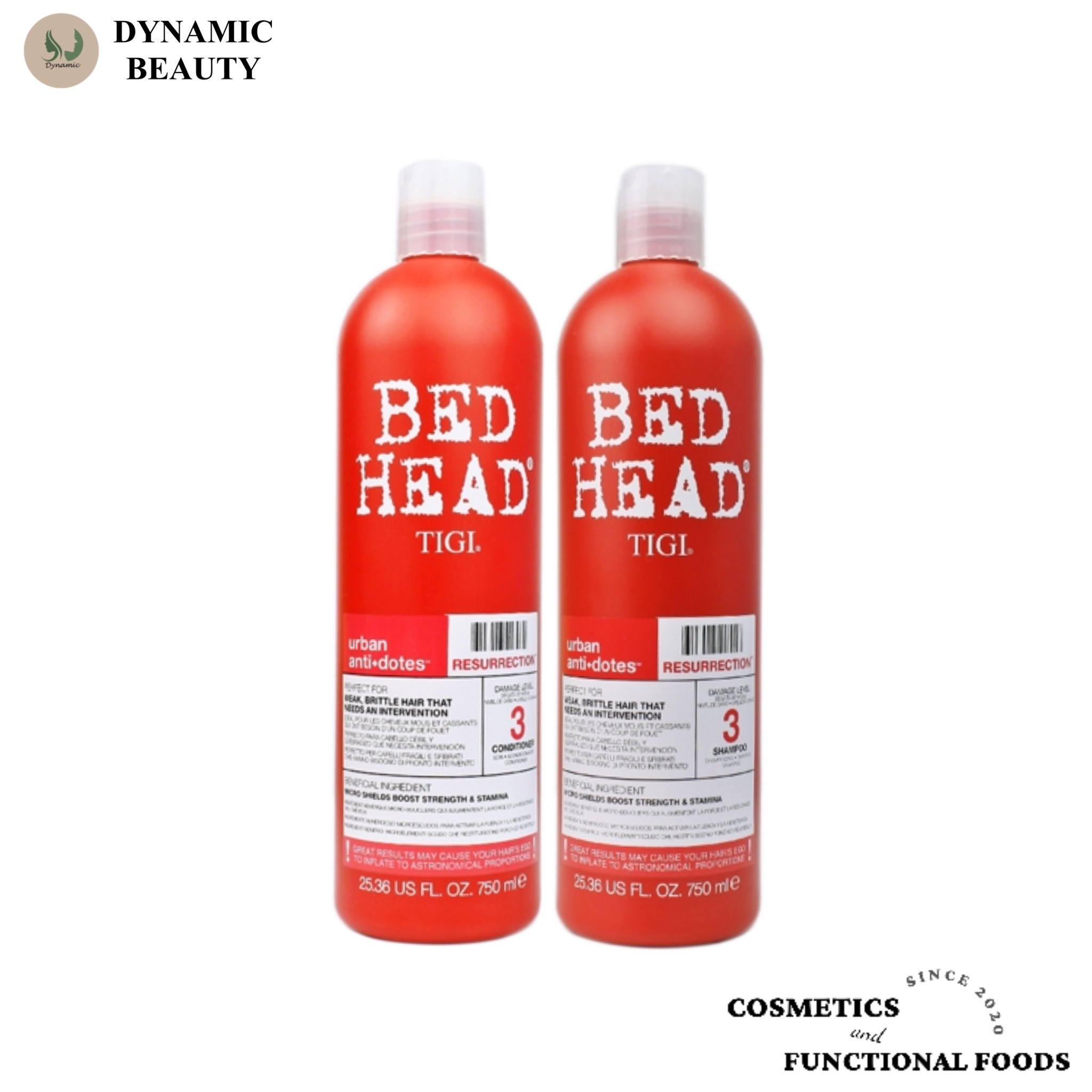 [Tigi đỏ] Bộ dầu gội và dầu xả Tigi bed head resurrection shampoo & conditioner 750ml đỏ phục hồi tóc hư tổn