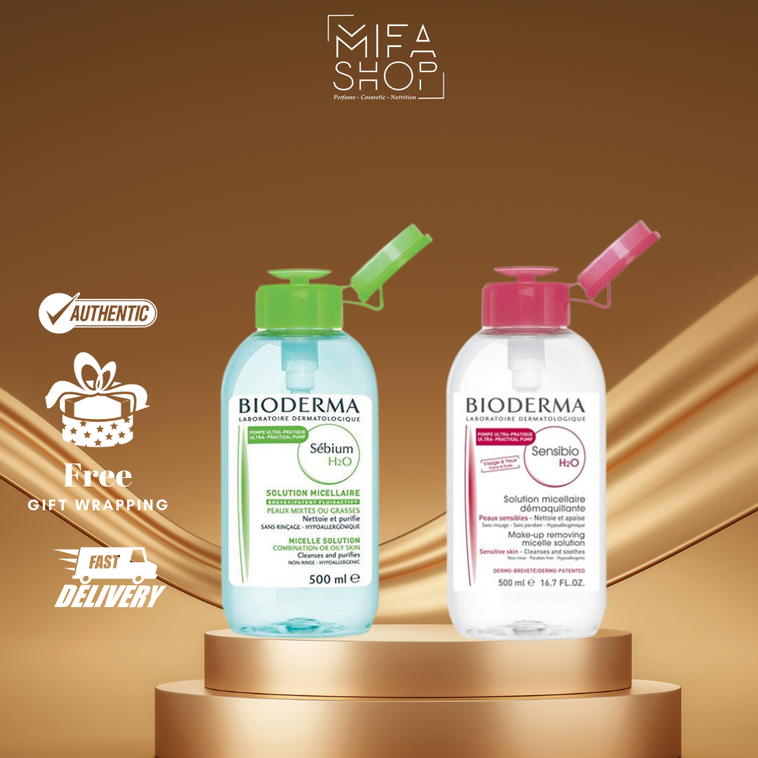 Tẩy trang bioderma nắp ấn 500ml Pháp