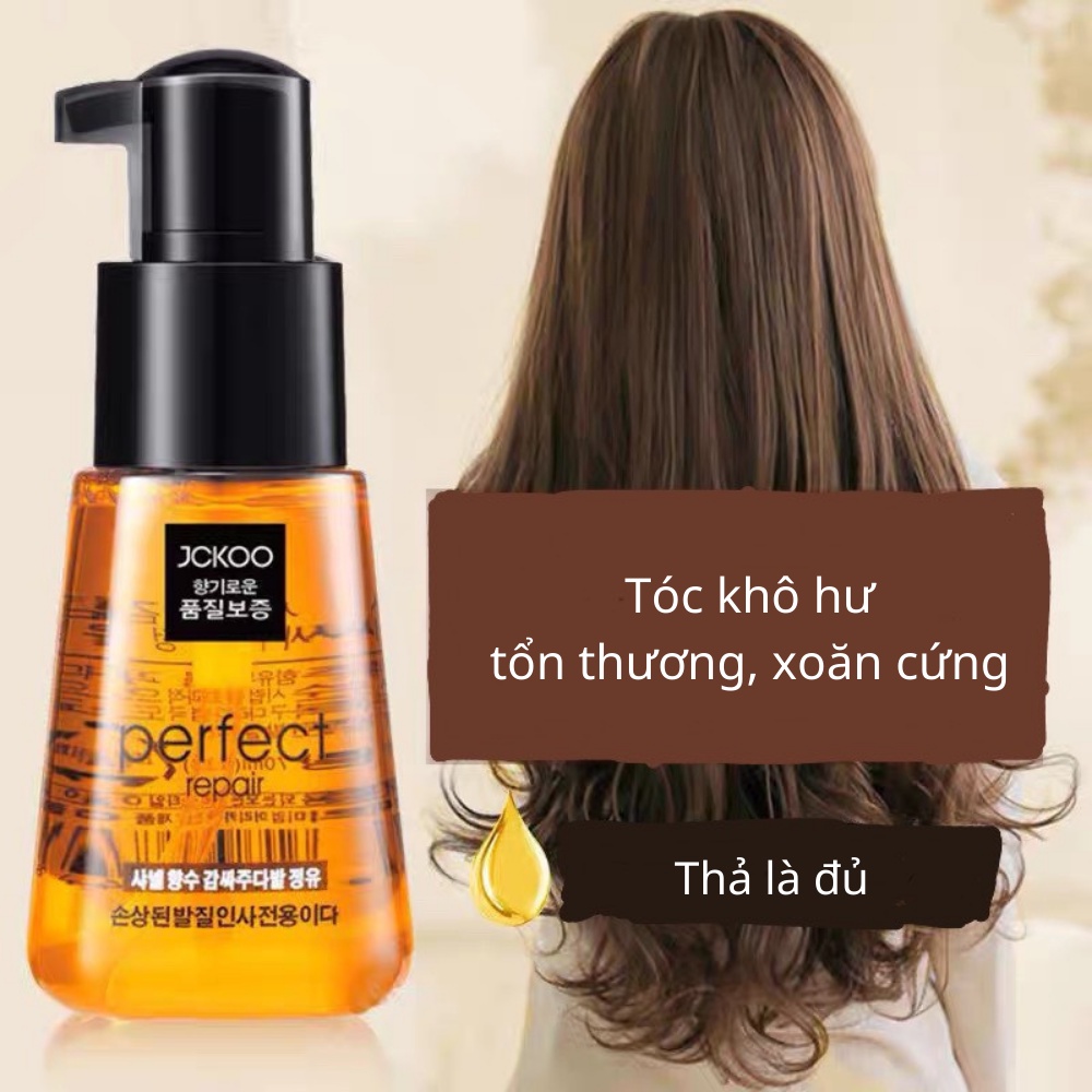 Chai tinh dầu jckoo dưởng uốn tóc phục tóc khô tóc nhuộm tạo nếp mềm mại phục hồi tóc hư tổn cho tóc siêu mềm mượt