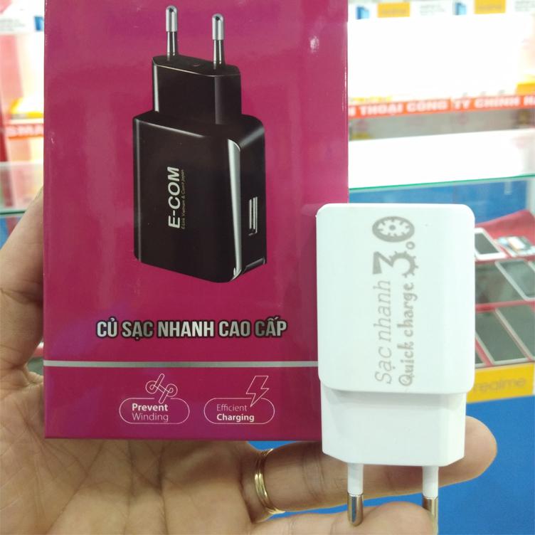 Củ sạc nhanh Adapter E-COM 36W, Quick Charge 3.0 S10+ / Củ sạc siêu nhanh QC 3.0 & 819
