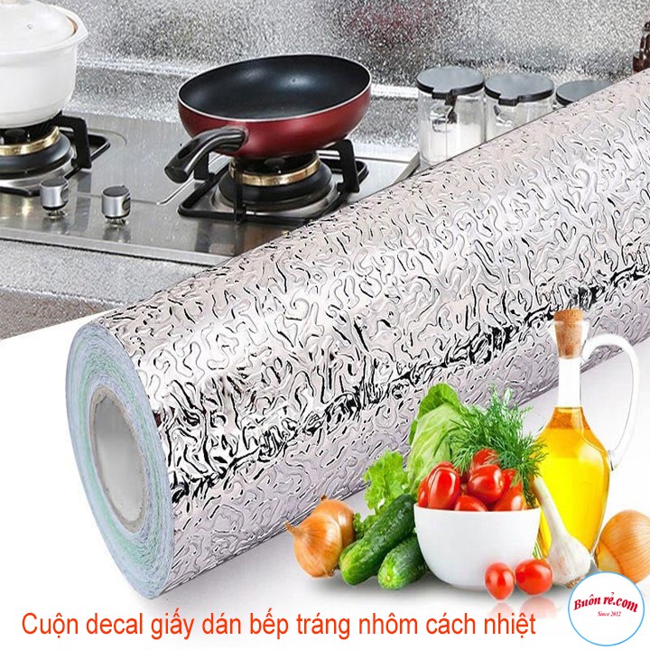 Giấy dán bếp nhôm cách nhiệt,Dùng dán tường bếp, dán lót mặt bếp, dán lót tủ - Giấy có sẵn keo chỉ cần lột ra và dán, có thể tự dán dễ dàng(3m x 60cm)