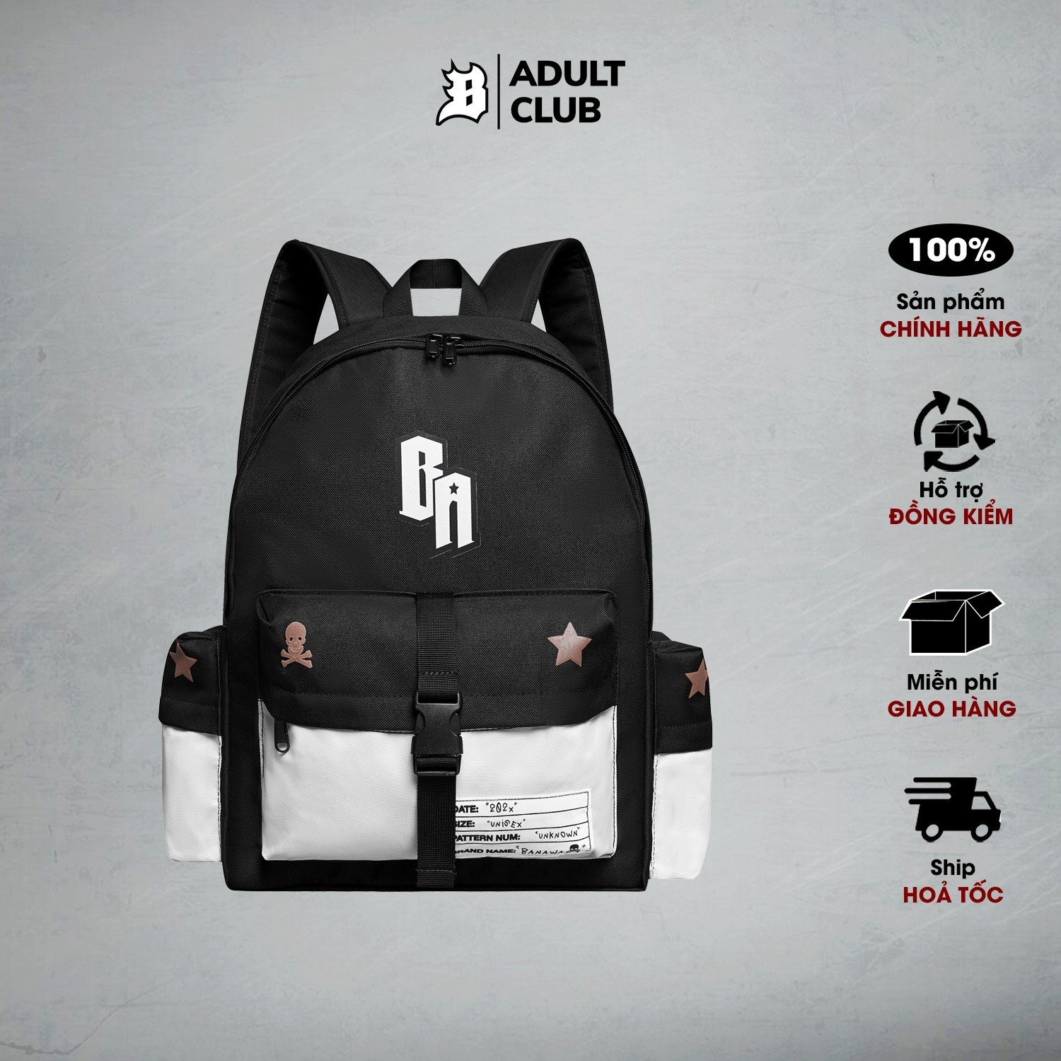 Statement Backpack VER2 - Màu Đen - Balo đi học Banawa có ngăn đựng laptop nam nữ unisex