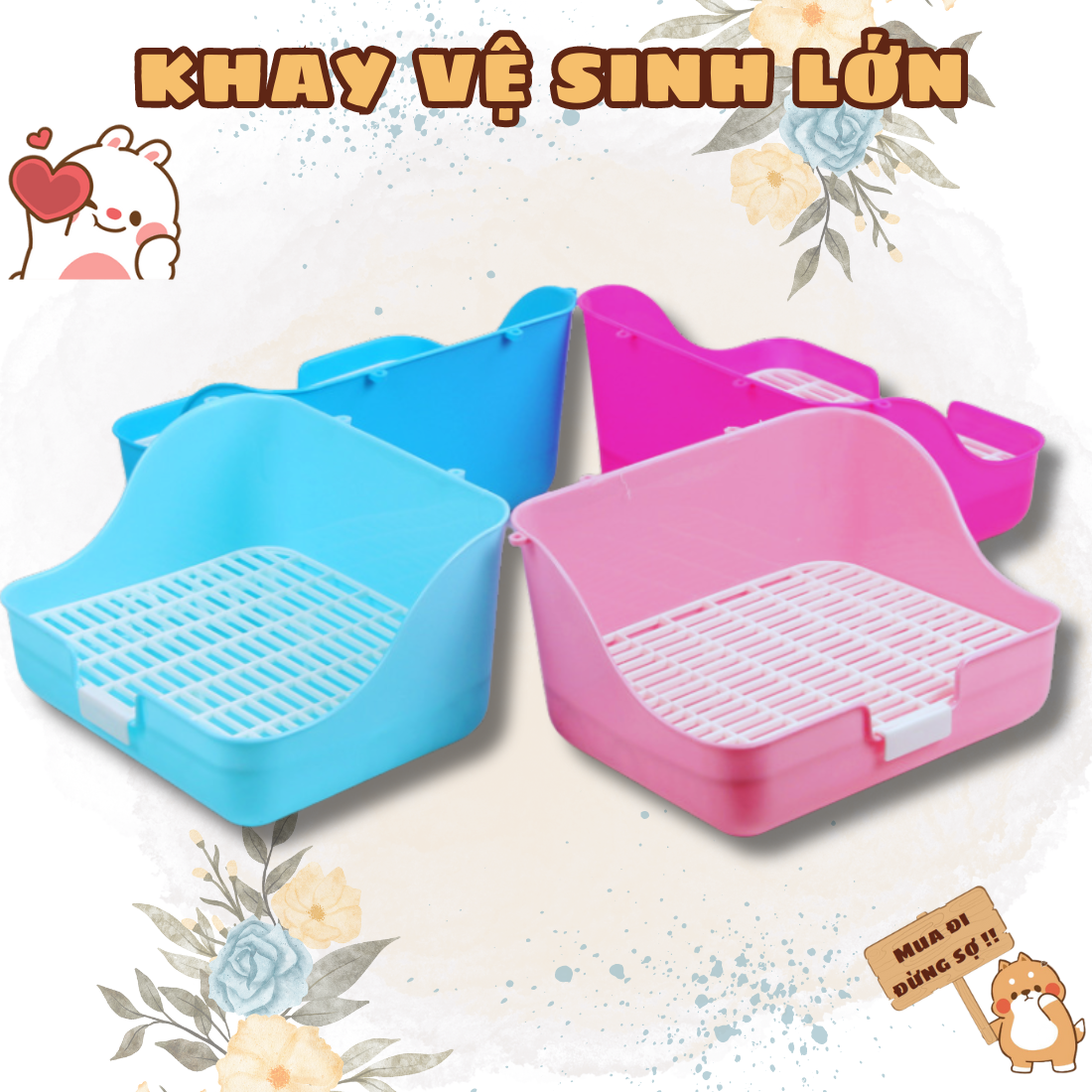 Khay vệ sinh cho Bọ Ú (Chuột lang) Thỏ Cảnh, Hamster khay vệ sinh cao cấp đầy đủ màu sắc