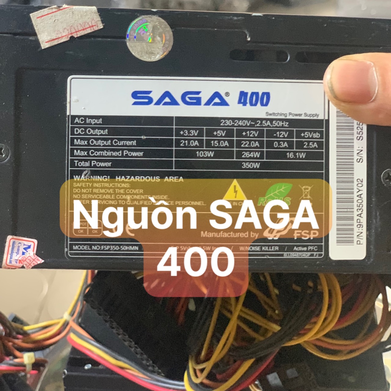 UPS NGuồn PC Hiệu SAGA  400 350W(8P Vga và 8P Cpu) Dây Dài - Vi Tính Bắc Hải