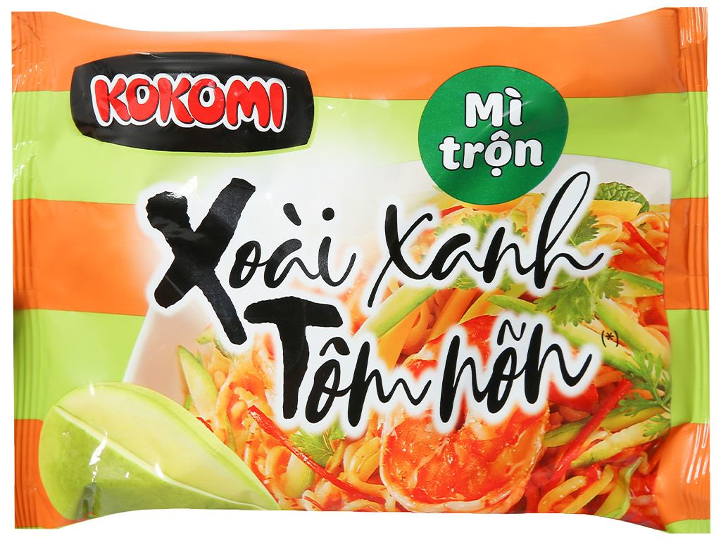Mì trộn kokomi xoài xanh tôm nõn gói 86g- thùng 10/30 gói