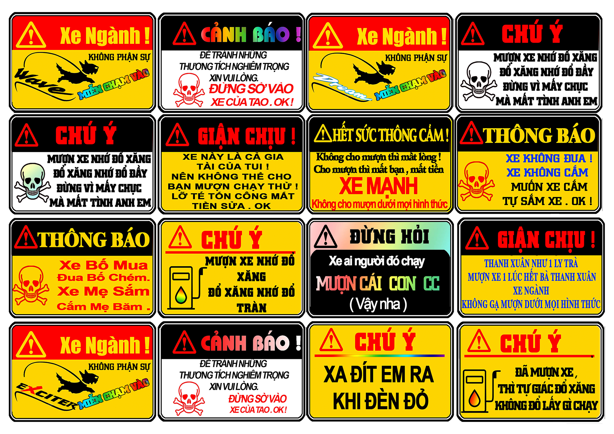 ❇sticker hài hước❇sticker dán xe máy❇sticker giận chịu❇ không mượn xe❇ xe mạnh không mượn❇