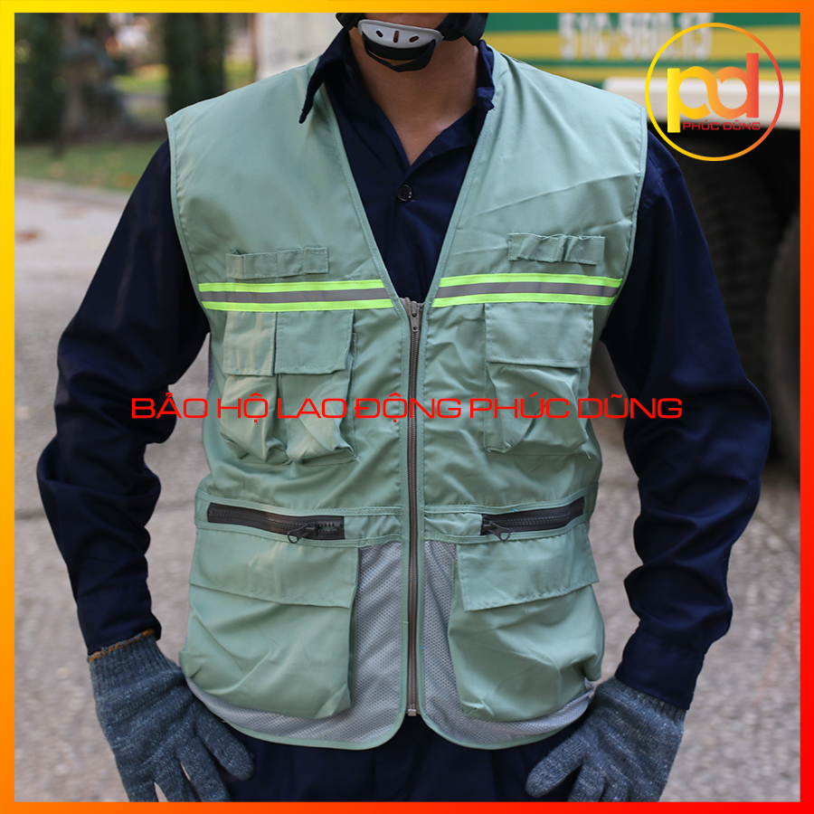 Áo gile kĩ sư công trình 8 túi hộp tiện lợi, áo phản quang gile khoác ngoài giá thoáng mát thời trang, kỹ sư sang trọng