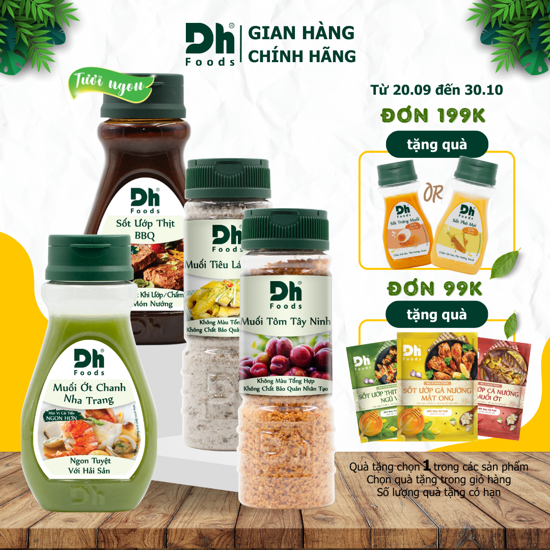Hộp Gia Vị Muối Sốt Dh Foods (Muối Tôm Tây Ninh, Muối Tiêu Lá Chanh, Muối Ớt Chanh Nha Trang, Sốt Ướp Thịt BBQ)