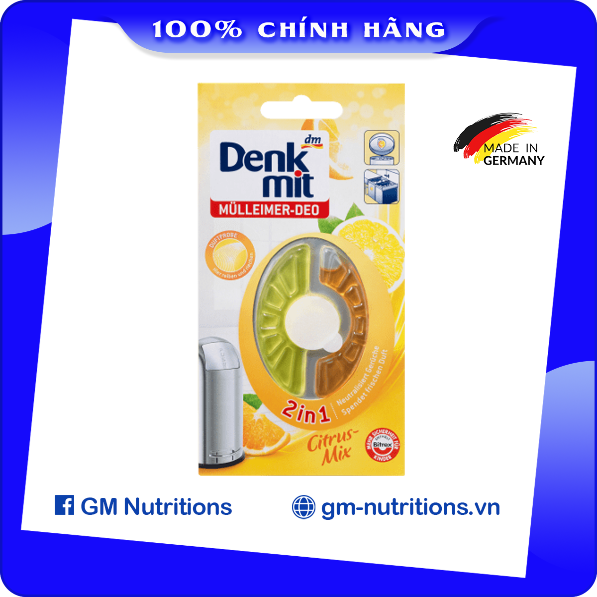 Miếng dán tinh dầu khử mùi , diệt khuẩn thùng rác Denkmit