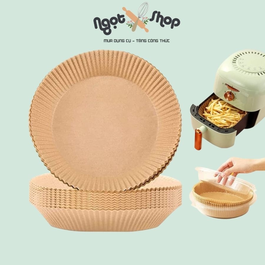 ☁ Giấy lót nồi chiên không dầu nến dạng khay 50 tờ theo khuôn phù hợp với nồi chiên không dầu đa năng tiện dụng
