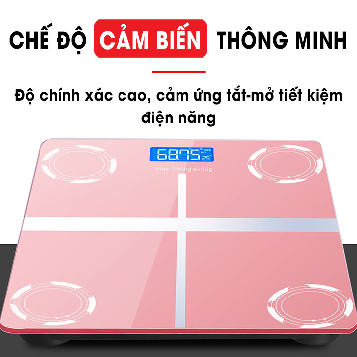 CÂN ĐIỆN TỬ SỨC KHỎE - MẶT KÍNH CƯỜNG LỰC - KIỂU DÁNG IPHONE - CÂN ĐIỆN TỬ IPHONE CHỮ THẬP SANG CHẢNH