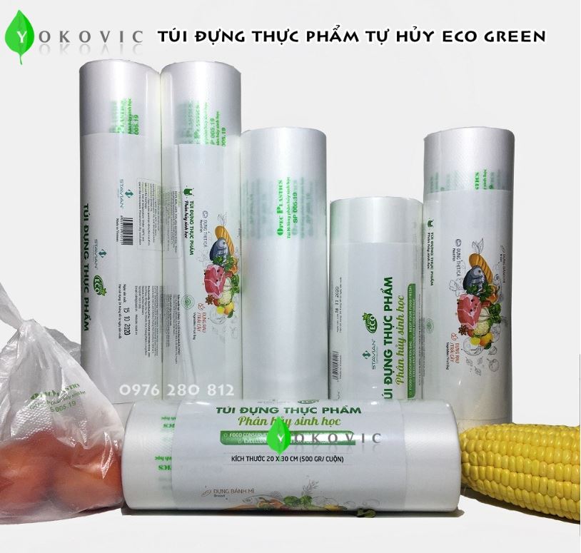 Túi đựng thực phẩm sinh học tự hủy ECO GREEN dai dầy KT 25*35cm (100 Cái/Cuộn)