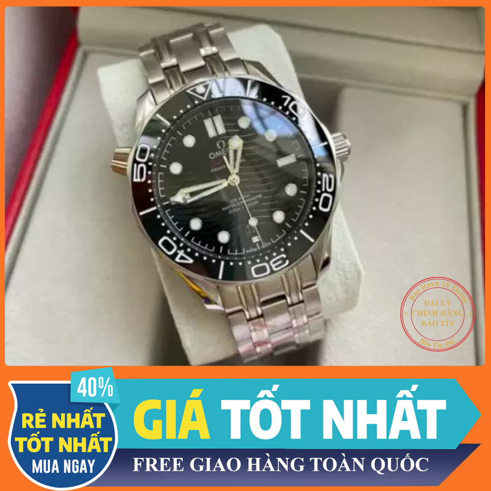 { ĐỒNG HỒ BẢO TÍN SHOP SỊN } Đồng Hồ Nam Om ô mê ga Dây Thép Mặt Đen - Size 40mm ( DN8800 )
