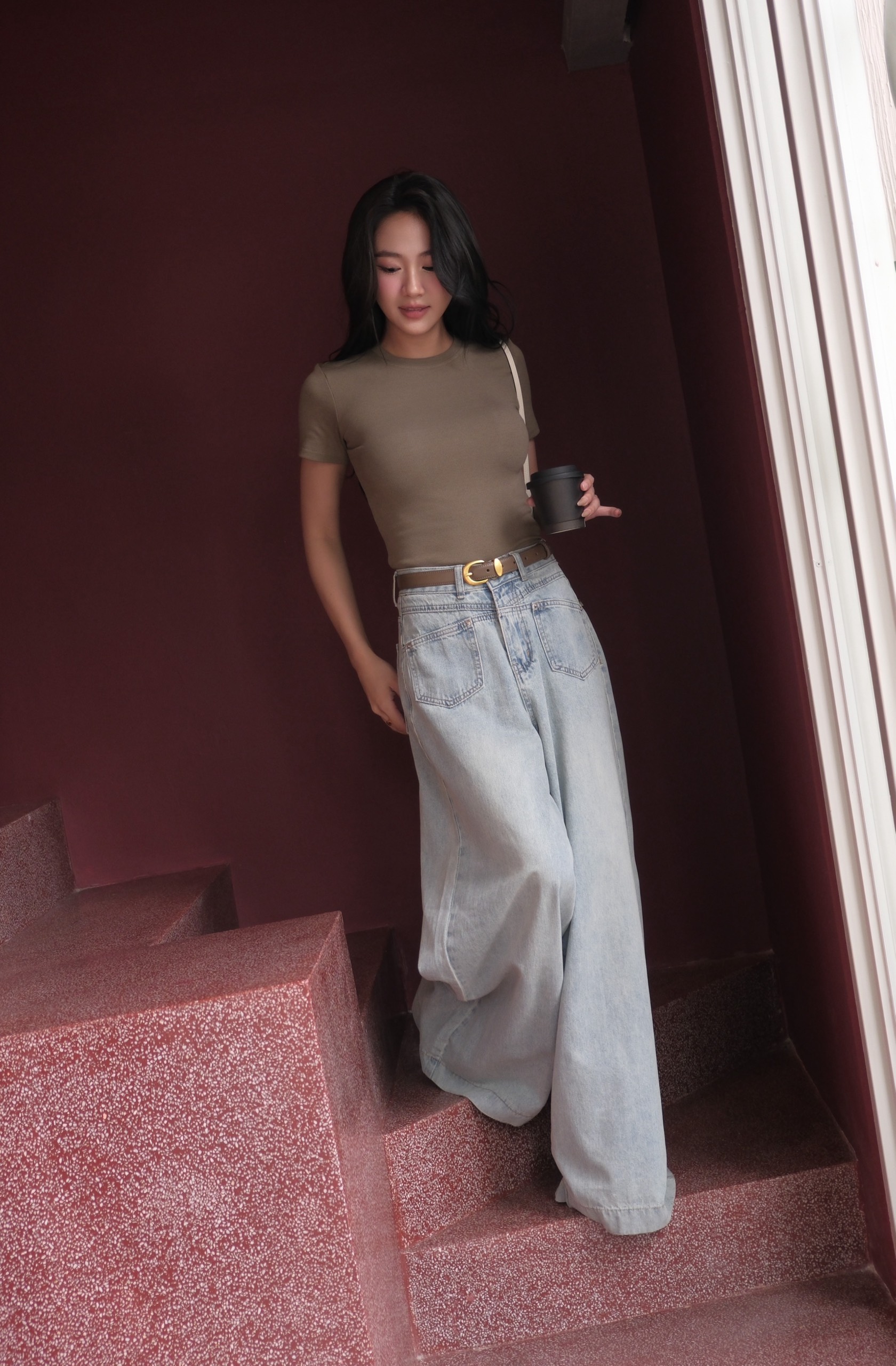 Quần jeans ống rộng túi trước basic zico jeans
