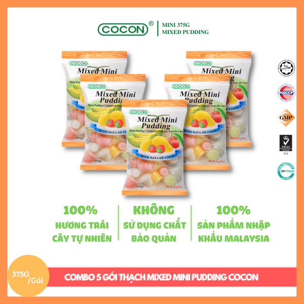 Cocon Mixed Mini Pudding with Nata de Coco 375g x 5pkts