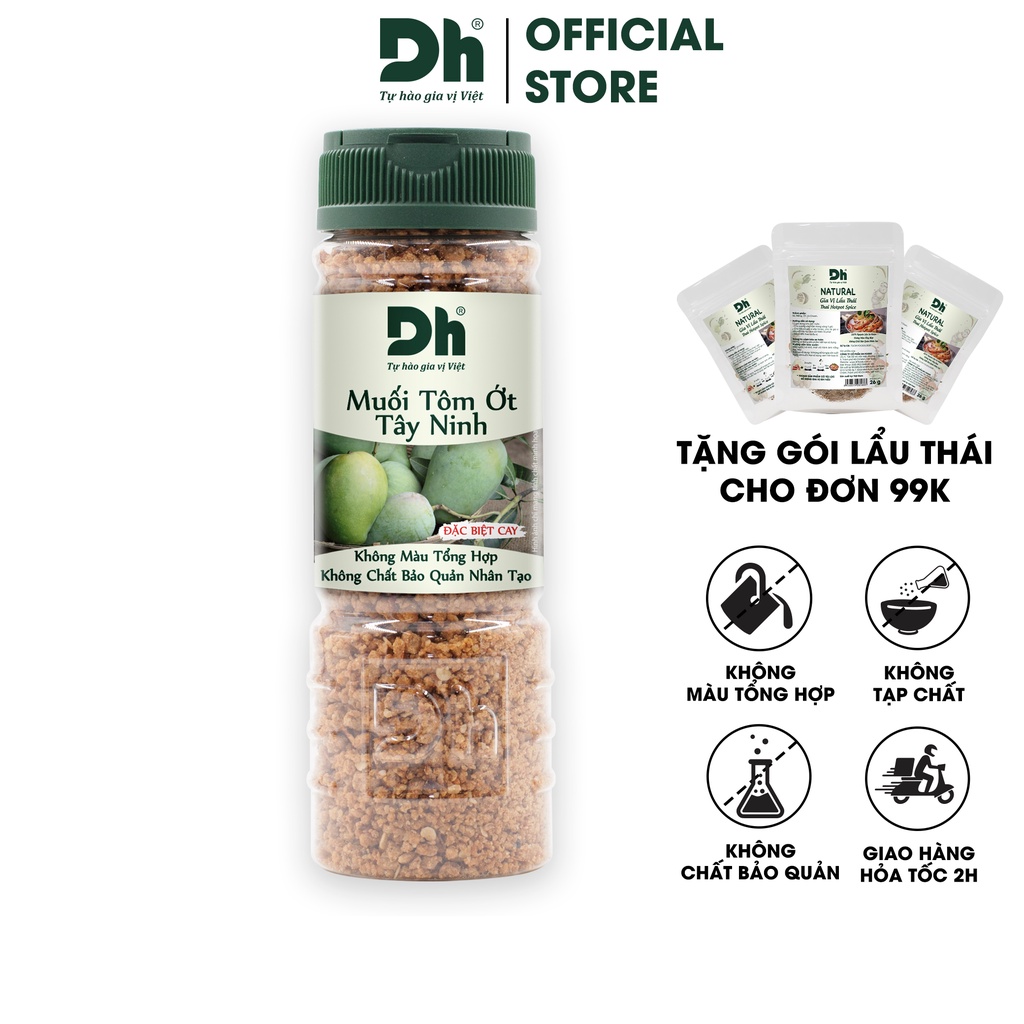 Muối tôm ớt Tây Ninh Dh Foods muối chấm hoa quả nguyên liệu bánh tráng 60/120gr