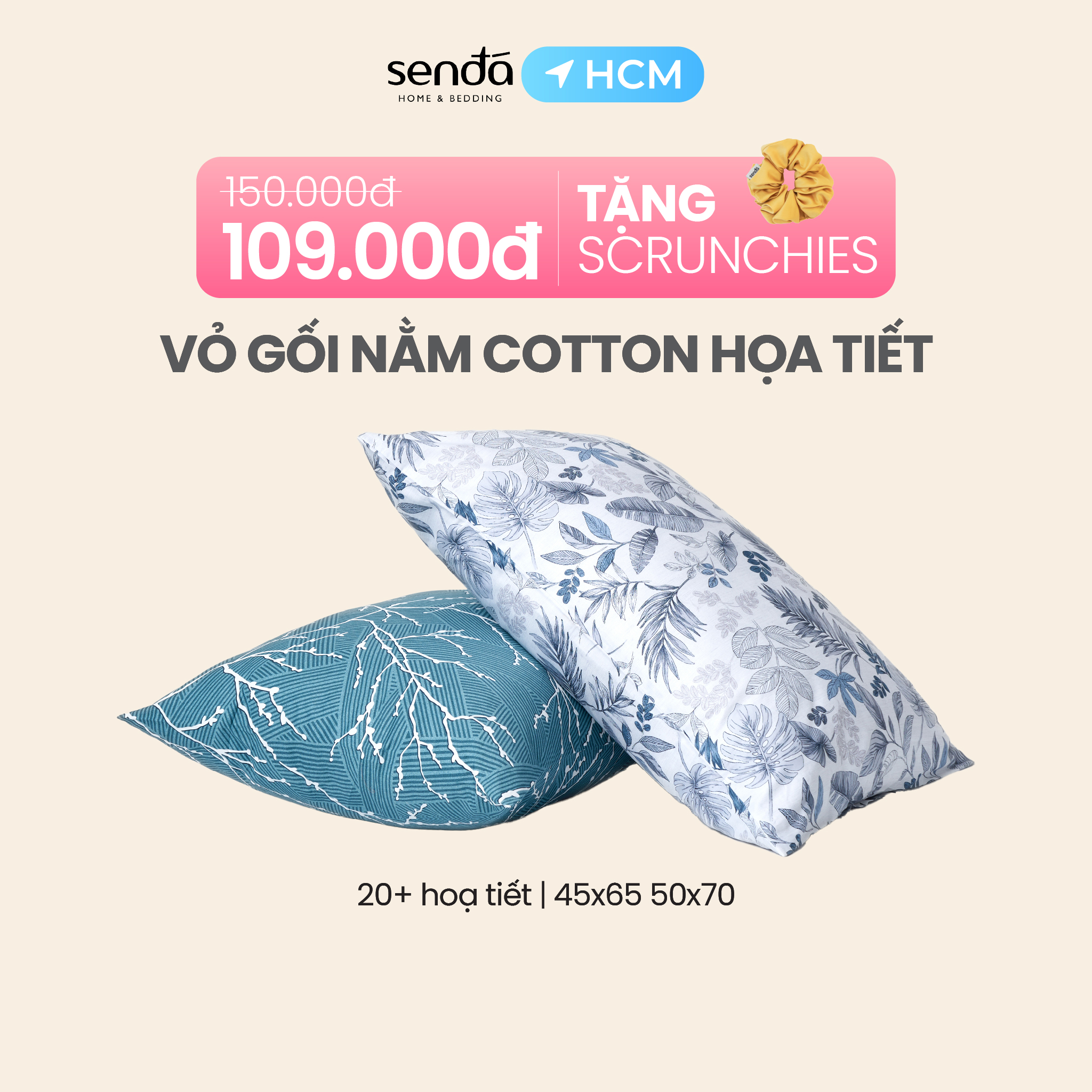 Vỏ gối Cotton Twill 40s 50x70 45x65 cm Sen Đá Bedding họa tiết, bao áo gối nằm cotton thô lụa cao cấp