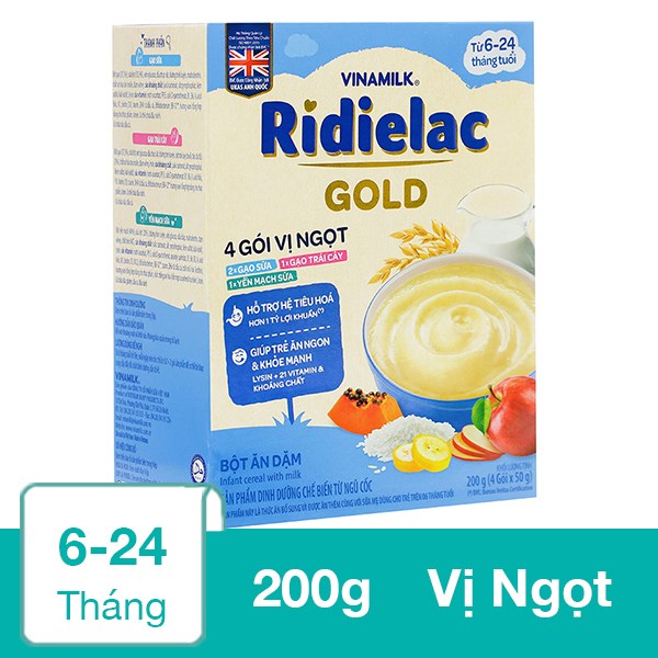 Bột ăn Dặm Ridielac Vinamilk 3 gói vị ngọt Cho bé (Hộp giấy 200g)