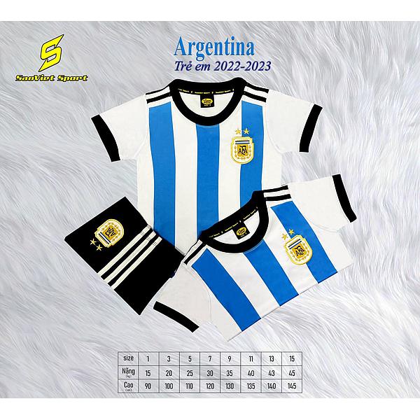 Bộ quần áo đá banh trẻ em SV Đội tuyển Argentina (thun lạnh cao cấp, mát mẻ)
