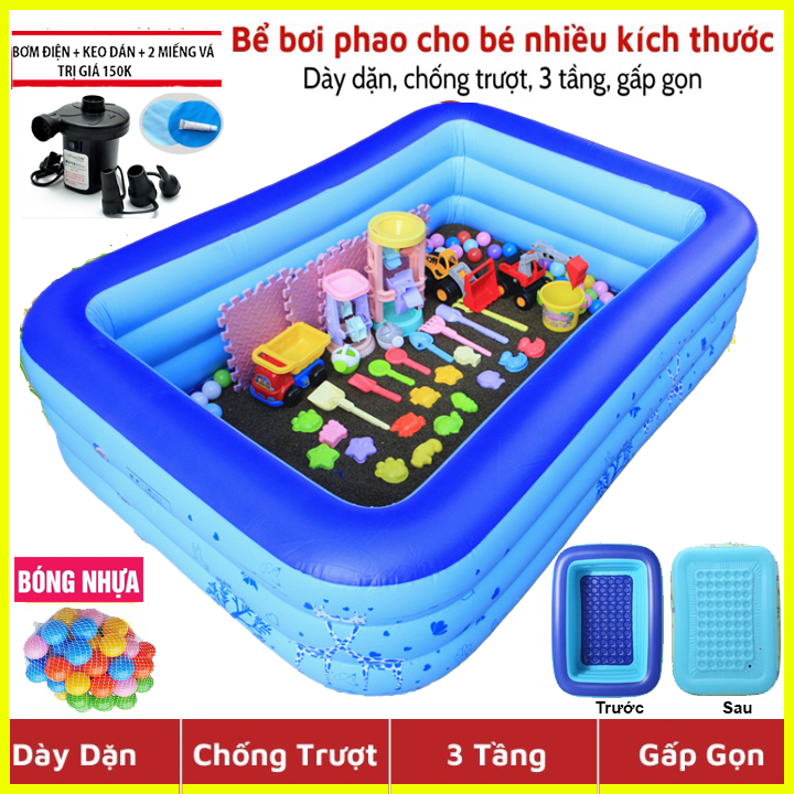 [VIDEO bể bơi BƠM ĐIỆN+BÓNG+bộ vá bể ] Bể Bơi Trẻ Em 1M2,1m3,1m5,1m8,2m1, 2m6 Hồ Bơi CHO BÉ,  Bể Phao Bơi cho bé, bể bơi cho bé loại  3 Tầng Cao Cấp 2023 Chất Liệu Dày Dặn,Kiểu Dáng Đẹp,Độ Bền Cao - BBM3