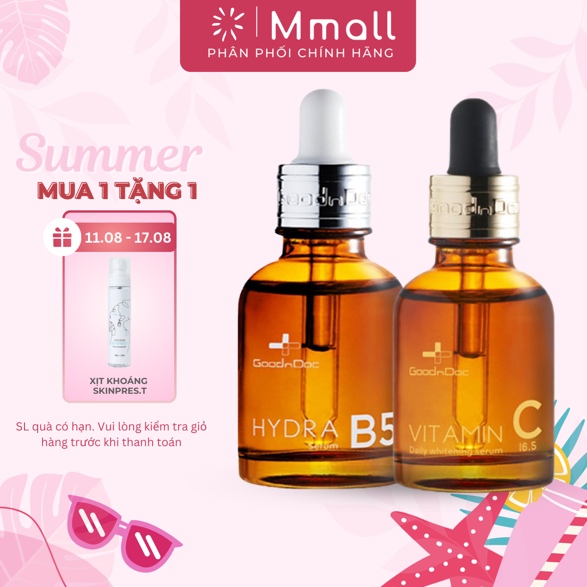 Serum Vitamin C cho da dầu mụn Goodndoc dưỡng trắng da căng bóng | Mmall_vn