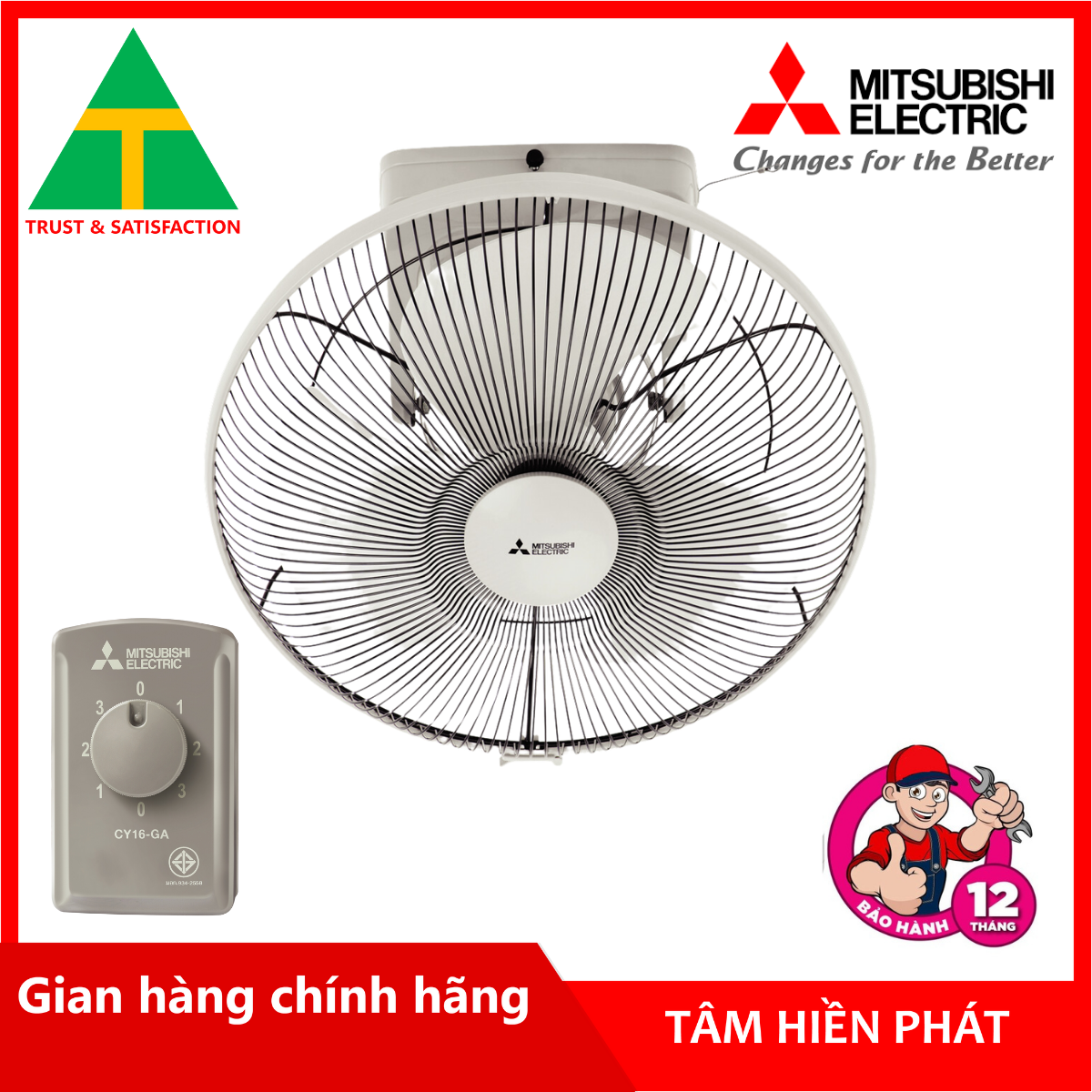 Quạt trần đảo mitsubishi cy16-ga sf-gy - hàng chính hãng - bảo hành tận nhà 12 tháng