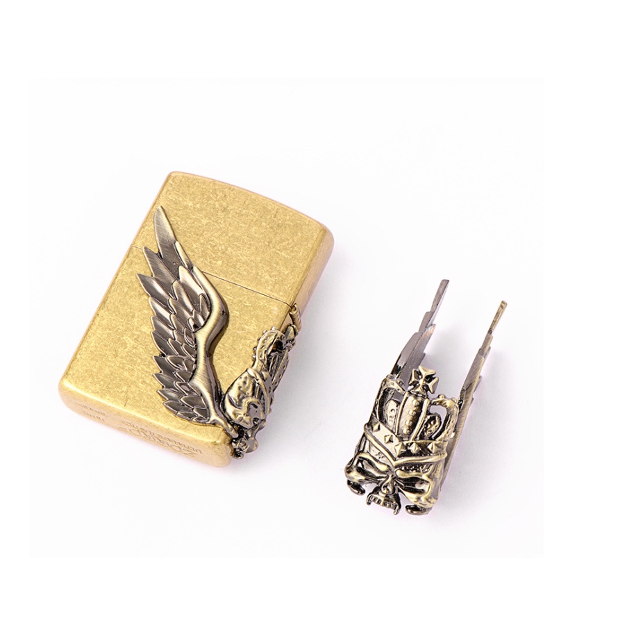 Emblem hình dán bật lửa Zippo vương miện vàng