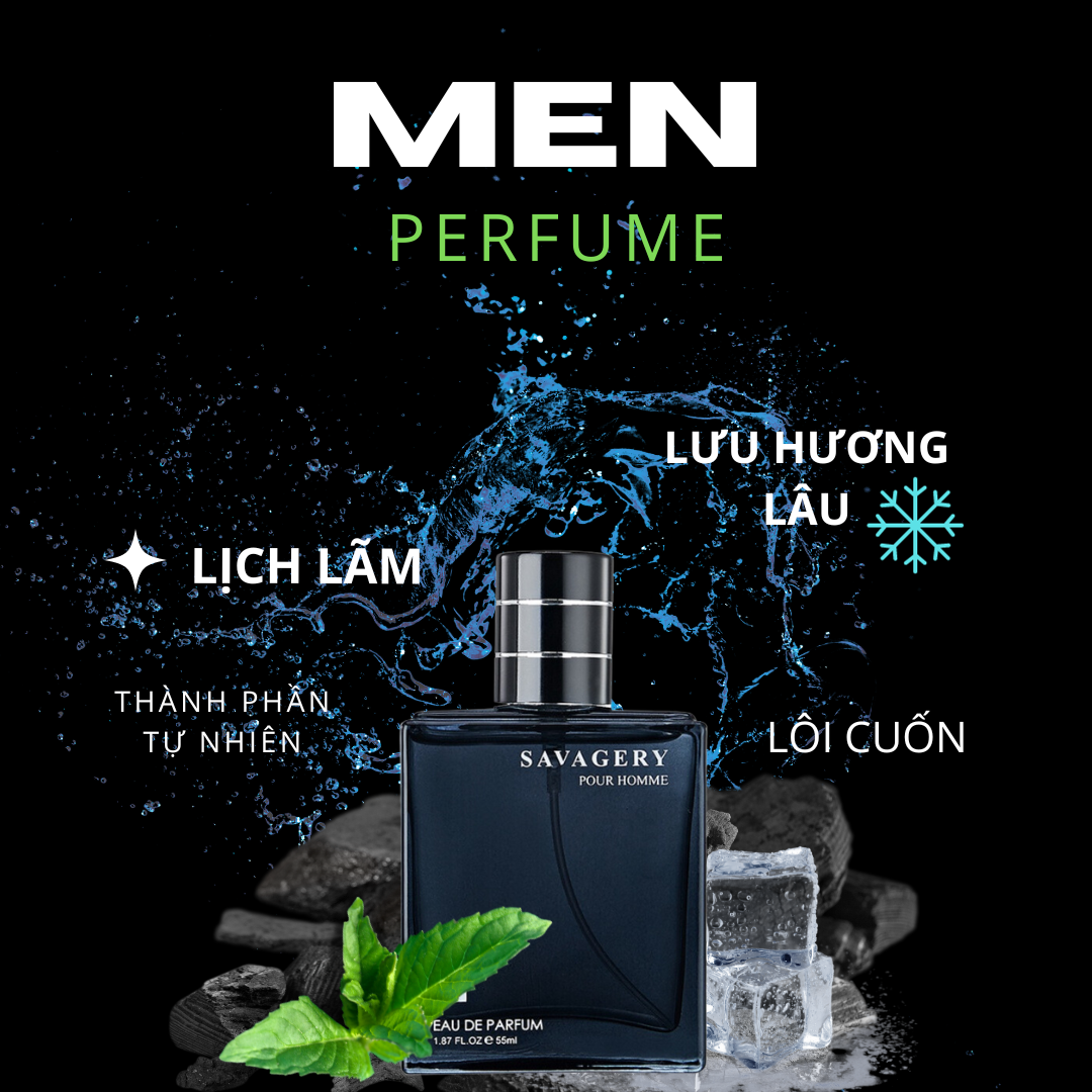 Nước Hoa Nam Cao Cấp Chính Hãng SAVAGERY dung tích 55ml hương nước hoa Pháp, thơm nam tính, lịch lãm lưu hương lên đến 6-7 tiếng